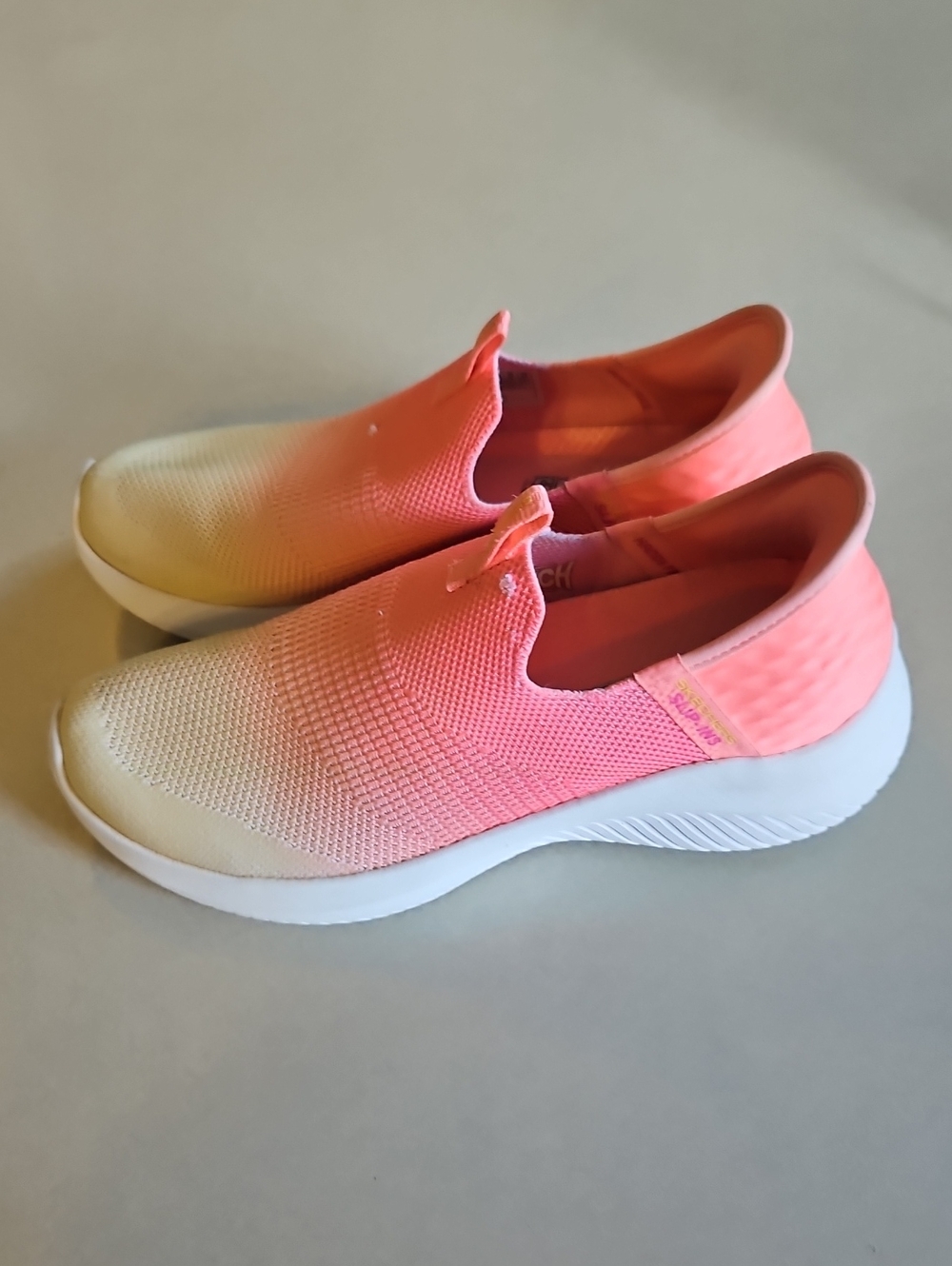 Pink And Yellow Skechers Slip Ins